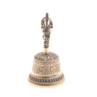 Bronze bell, 'Meditation Ghanta' - Engraved Tibetan Ghanta Bronze Bell for Meditation Practices
