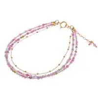 Gold-accented beryl beaded strand bracelet, 'Chic Reflections' - 24k Gold-Accented Beryl Beaded Strand Bracelet from Thailand