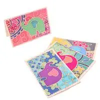Batik cotton and paper greeting cards, 'Greet by Giants' (set of 4) - Colorful 4-Piece Cotton and Paper Elephant Greeting Card Set