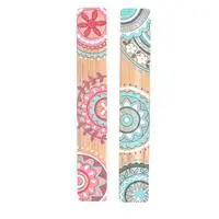 Wood bookmarks, 'Bohemian Stories' (set of 2) - Mandala-Inspired 2-Piece Pink and Green Wood Bookmark Set