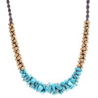 Howlite pendant necklace, 'Turquoise Orchids' - Bohemian Pendant Necklace with Howlite Chips and Brass Beads