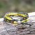 Leather-accented serpentine beaded wrap bracelet, 'Green & Great' - Bohemian-Themed Yellow and Green Serpentine Beaded Bracelet (image 2) thumbail