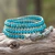 Howlite wrap bracelet, 'Tranquil Flower' - Oxidized Floral Leather-Accented Blue Howlite Wrap Bracelet (image 2) thumbail