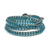 Howlite wrap bracelet, 'Tranquil Flower' - Oxidized Floral Leather-Accented Blue Howlite Wrap Bracelet (image 2b) thumbail