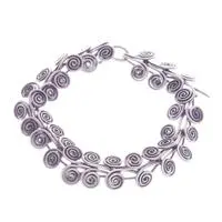 Sterling silver link bracelet, 'Oceanic Curls' - Bohemian-Vibe Thai-Made Sterling Silver Curly Link Bracelet