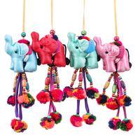 Cotton blend ornaments, 'Elephants of Splendor' (set of 4) - 4-Piece Cotton Blend Good Fortune Thai Elephant Ornament Set