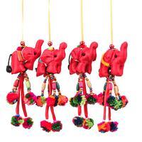 Cotton blend ornaments, 'Elephants of Red' (set of 4) - Thai Elephant 4-Piece Cotton Blend Ornament Set in Red Hues