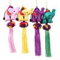 Cotton blend ornaments, 'Luxurious Luck' (set of 4) - Thai-Made Elephant-Themed 4-Piece Cotton Blend Ornament Set