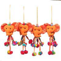 Cotton blend ornaments, 'Autumn Ears' (set of 4) - Floral 4-Piece Orange Cotton Blend Elephant Ornament Set