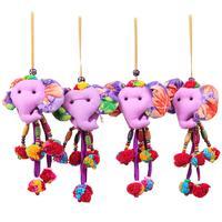 Cotton blend ornaments, 'Spring Ears' (set of 4) - Spring-Themed 4-Piece Cotton Blend Elephant Ornament Set