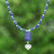 Lapis lazuli and apatite beaded pendant necklace, 'Royal Blue Heart' - Lapis Lazuli Apatite Necklace with 950 Silver Heart Pendant (image 2) thumbail