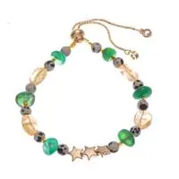 Multi-gemstone beaded necklace, 'Thriving Sincere Love' - High-Polished Brass and Multi-Gemstone Star Beaded Bracelet