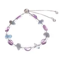 Amethyst and blue quartz beaded necklace, 'Thriving Wise Love' - Silver-Plated Brass Beaded Bracelet with Amethyst and Quartz