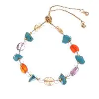 Multi-gemstone beaded necklace, 'Thriving Tranquil Love' - Thai-Made Brass Beaded Bracelet with Multi-Gemstone Jewels