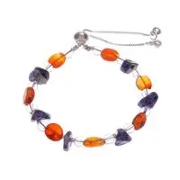 Sodalite and chalcedony beaded necklace, 'Thriving Intuitive Love' - Brass Beaded Bracelet with Sodalite and Chalcedony Jewels