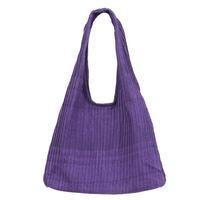 Cotton shoulder bag, 'Thai Texture in Purple' - Pintucked 100% Cotton Shoulder Bag in Blue-Violet Purple
