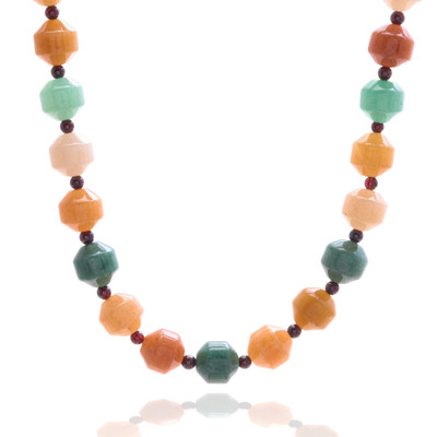 Garnet and jade beaded necklace, 'Joyful Jade' - Natural Jade and Garnet Beaded Necklace Crafted in Thailand