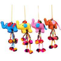 Cotton blend ornaments, 'Palette of Giants' (set of 4) - Multicolor Elephant-Themed 4-Piece Cotton Blend Ornament Set