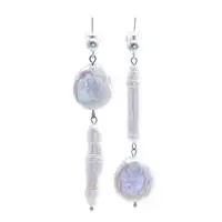 Cultured pearl dangle earrings, 'Pearly Planets' - Natural White Cultured Pearl Dangle Earrings from Thailand