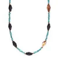 Multi-gemstone beaded necklace, 'Enchanted in Black' - Thai-Made Bohemian-Inspired Multi-Gemstone Beaded Necklace