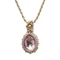 Amethyst macrame pendant necklace, 'Subtle Purple' - 5.5-Carat Amethyst Macrame Pendant Necklace with Brass Bead
