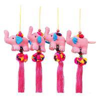 Cotton blend ornaments, 'Pink Parade' (set of 4) - Thai Elephant-Themed 4-Piece Pink Cotton Blend Ornament Set
