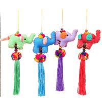 Cotton blend ornaments, 'Sweet Parade' (set of 4) - Artisan-Made 4-Piece Cotton Blend Elephant Ornament Set