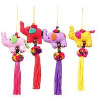 Cotton blend ornaments, 'Precious Parade' (set of 4) - Thai-Made Elephant-Themed 4-Piece Cotton Blend Ornament Set