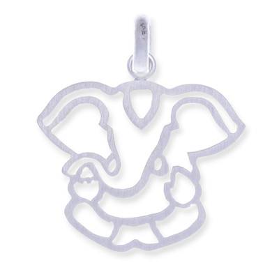 Sterling silver pendant, 'Ganesha Presence' - Inspirational Brushed-Satin Sterling Silver Ganesha Pendant