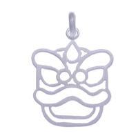 Sterling silver pendant, 'Ancestral Presence' - Brushed-Satin Sterling Silver Lion Dance-Inspired Pendant