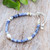 Multi-gemstone beaded bracelet, 'Pearl of Truth' - Thai-Made Multi-Gemstone Pearl Beaded Bracelet in Blue Hues (image 2) thumbail