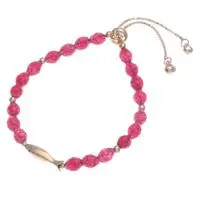 Quartz beaded bracelet, 'Romantic Fish' - Romantic-Inspired Red Quartz Beaded Bracelet with Fish Charm