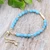 Blue quartz beaded bracelet, 'True Fish' - Ocean-Inspired Blue Quartz Beaded Bracelet with Fish Pendant (image 2c) thumbail