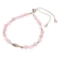 Rose quartz beaded bracelet, 'Dulcet Fish' - Whimsical Rose Quartz Beaded Bracelet with Fish Pendant