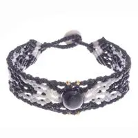 Tiger's eye macrame pendant bracelet, 'Sophisticated Sensations' - Handcrafted Bohemian Tiger's Eye Macrame Pendant Bracelet