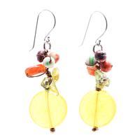 Multi-gemstone cluster earrings, 'Thai Summer' - Multi-Gemstone Cluster Earrings in Warm and Yellow Hues