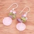 Multi-gemstone cluster earrings, 'Thai Kindness' - Thai-Made Multi-Gemstone Cluster Earrings in Pale Pink Hues (image 2c) thumbail