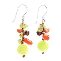 Multi-gemstone beaded earrings, 'Citrus Way' - Citrus-Palette Multi-Gemstone Beaded Earrings from Thailand
