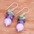 Multi-gemstone cluster earrings, 'Thai Spell' - Purple-Palette Multi-Gemstone Cluster Earrings from Thailand (image 2c) thumbail
