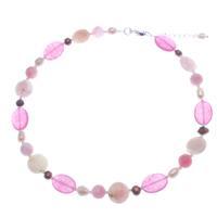 Quartz and cultured pearl beaded necklace, 'Sweet Autumn' - Pink Quartz Cultured Pearl and Glass Beaded Necklace