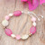Quartz and cultured pearl beaded wristband bracelet, 'Sweet Autumn' - Pink Quartz Cultured Pearl and Glass Beaded Bracelet (image 2) thumbail