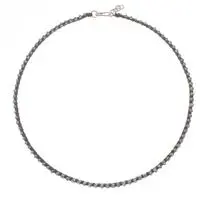 Silver beaded choker necklace, 'Exquisite Ebony' - Hill Tribe Silver Beaded Choker Necklace with Black Cord
