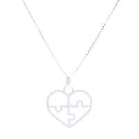 Sterling silver pendant necklace, 'Puzzle Heart' - Jigsaw Puzzle Heart-Themed Sterling Silver Pendant Necklace