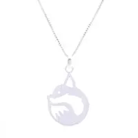 Sterling silver pendant necklace, 'Curled in Comfort' - Abstract Fox-Themed Openwork Silver Pendant Necklace