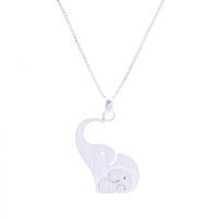 Sterling silver pendant necklace, 'Gentle Guardian' - Elephant Mother and Child-Themed Silver Pendant Necklace