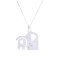 Sterling silver pendant necklace, 'Together as One' - Whimsical Elephant Family-Themed Silver Pendant Necklace