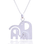 Sterling silver pendant necklace, 'Together as One' - Whimsical Elephant Family-Themed Silver Pendant Necklace