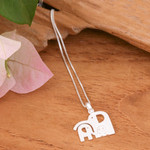 Sterling silver pendant necklace, 'Together as One' - Whimsical Elephant Family-Themed Silver Pendant Necklace