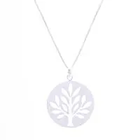 Sterling silver pendant necklace, 'Timeless Tree' - Silver Necklace with Openwork Tree of Life-Themed Pendant