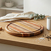 Wood cutting and charcuterie board, 'Delicious Moments' - Eco-Friendly Reclaimed Wood Cutting and Charcuterie Board